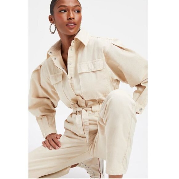 GOOD AMERICAN Cinched Jumpsuit in Tusk001 Size 1 (Small) - Picture 2 of 9